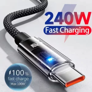Nylon USB C PD Super Fast Charging Data Cable with 0.25/1/1.5/2M 240W