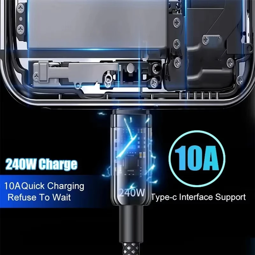 0.25/1/1.5/2M 240W Nylon USB C PD Super Fast Charging Data Cable with – Image 6
