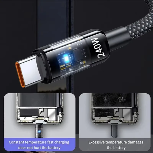 0.25/1/1.5/2M 240W Nylon USB C PD Super Fast Charging Data Cable with – Image 5
