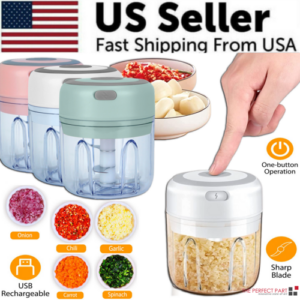 Electric 300 ml garlic press and chopper for chillies, onions, fruit and meat