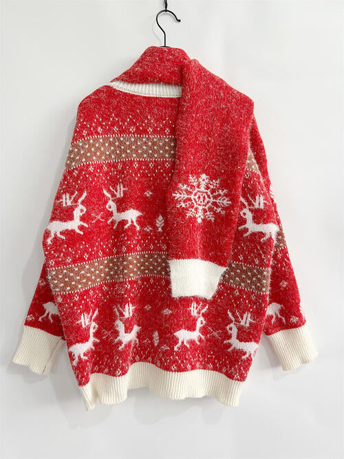 Weihnachts-Set aus Pullover mit Rundhalsausschnitt und Schal – Bild 3