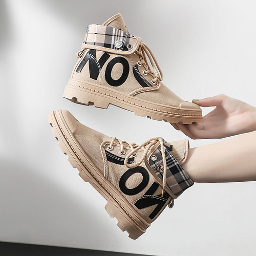 Nouvelles bottines montantes en toile pour femmes, polyvalentes – Image 2