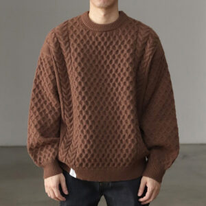 Winter jumper in chunky knit, retro style, balloon sleeves, loose fit, oversized, casual