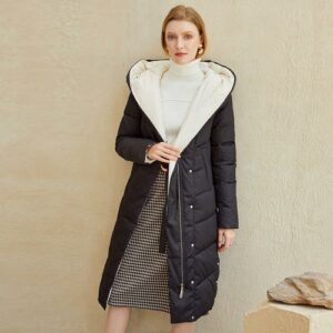 Parka longue pour femme, avec capuche, doublée en coton chaud