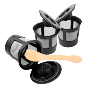 Lot de 3 dosettes réutilisables pour café avec cuillère