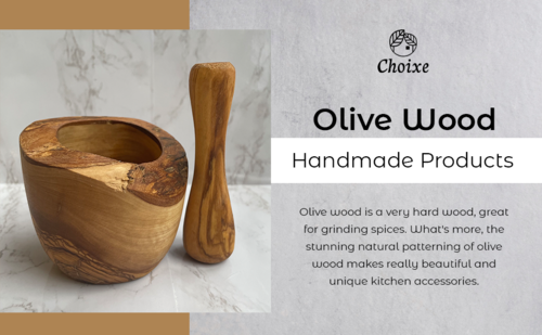 Mortar and pestle made from rustic olive wood - Image 3