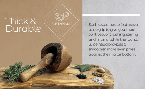 Mortar and pestle made from rustic olive wood - Image 4
