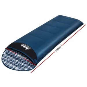 Sac de couchage Weisshorn, simple, thermique, pour le camping et la randonnée, bleu, 0 °C