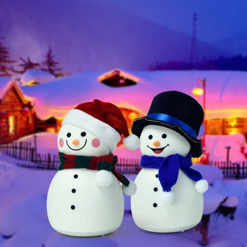 Veilleuse musicale de Noël en forme de bonhomme de neige, rechargeable et portable – Image 2