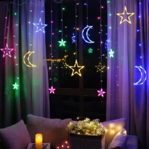 Lichterkette „Mond und Sterne“ für Weihnachten, mit Fernbedienung
