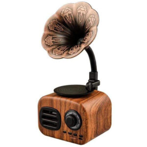 Portable, wireless mini stereo Bluetooth speaker in a retro radio design