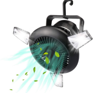 Lanterne de camping solaire LED portable avec ventilateur pliable et crochet