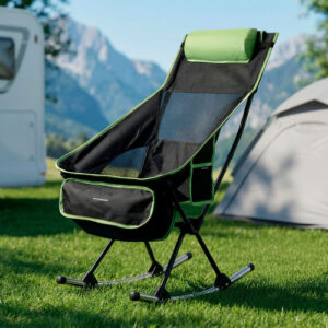 Fauteuil de camping pliant 2-en-1 avec poche, coussin et sac de transport